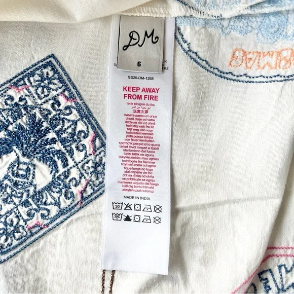 Damson Madder White Chlo Linen-Blend Embroidered Buttondown Shirt US 2 NWT - Picture 12 of 16